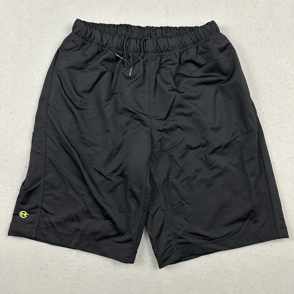 Nautica Competition Shorts Men Large Black Solid Mesh Logo Athletic Pockets L